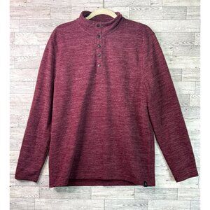 ZeroXposur Men’s Large Ribbed Knit Pullover Sweater Maroon Quarter Snap